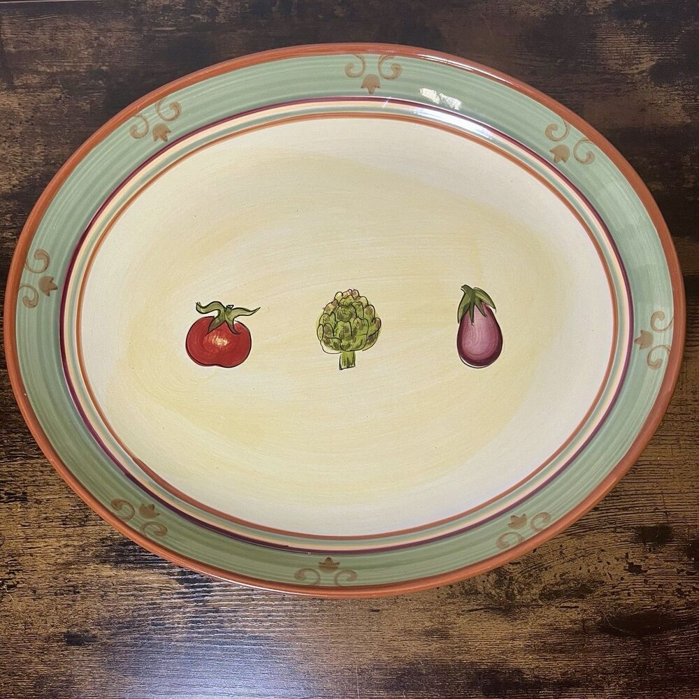HD Designs Vegetable Pattern Large Serving Platter 15” x 12.5”